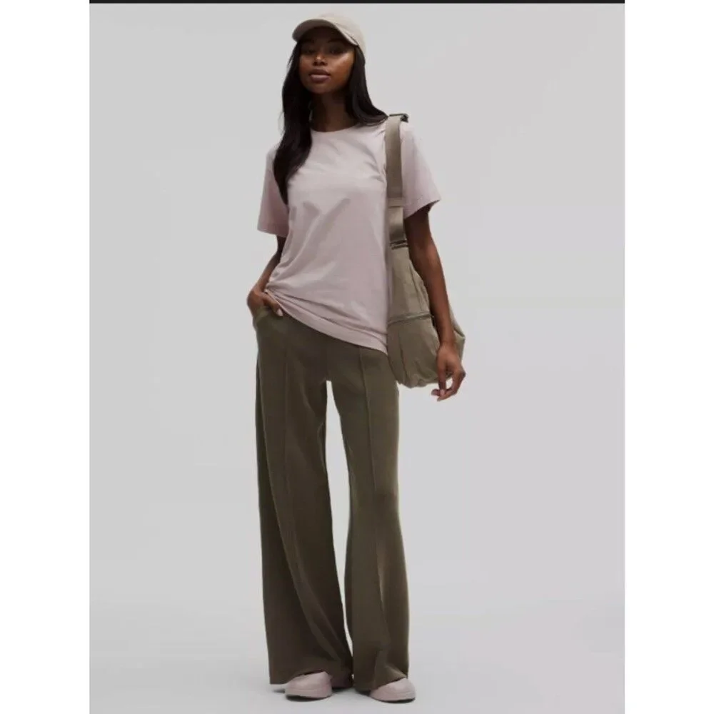 Lululemon Softstreme Pintuck High-Rise Wide-Leg Pant Olive Brown